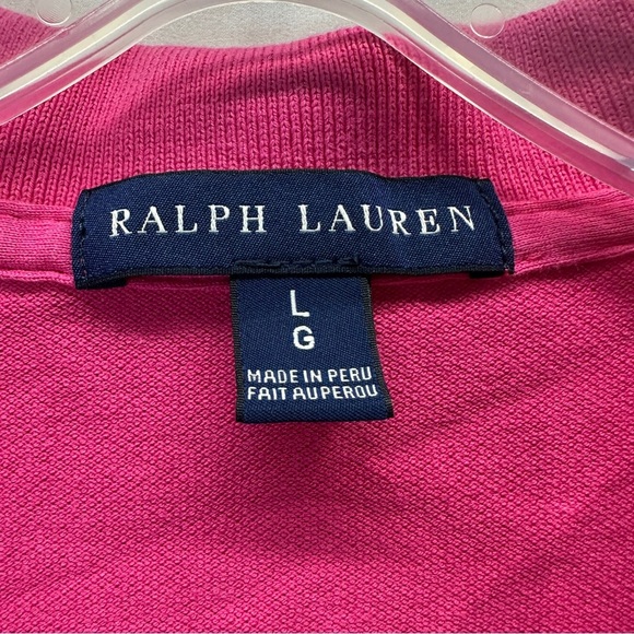 Ralph Lauren Womens Big Monogram Logo Equestrian Pink Polo Shirt Slim Fit Size L - Picture 4 of 8